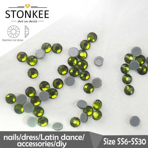 Flat Backs HotFix Rhinestone Crystal iron-on fabric OLIVINE
