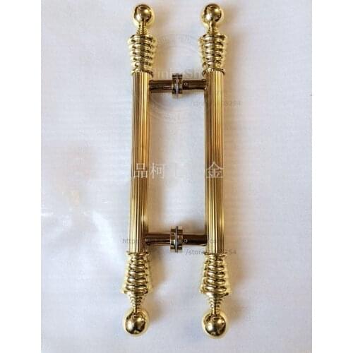 Polished gold electroplated stainless steel glass door wooden door handles 1000mm