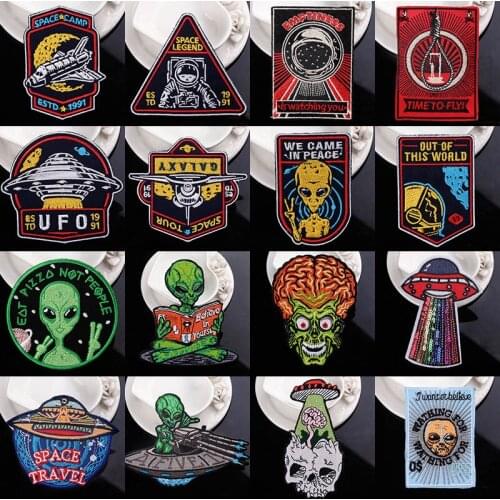Prajna Diy Punk Embroidered Patches For Clothing Patch For Clothes Iron On Patches Badges Letter Accessories Alien Cute Things