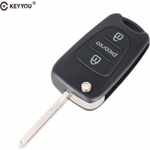 KEYYOU 3 Buttons Flip Floding Remote Key Shell Fob For Kia Picanto Fob Car Keys Blank Case Cover New Replacement