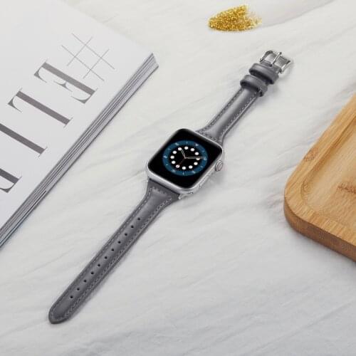 Leather Watch Band for Apple Watch 44mm 42mm 40mm 38mm Slim Strap Bracelet for IWatch Series 6 5 4 3 2 1 SE Loop Correa Belt