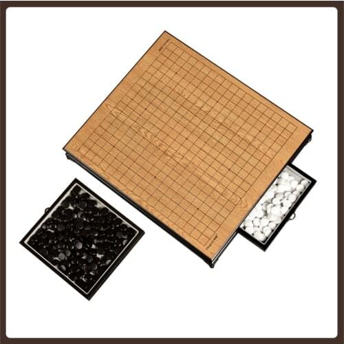 Luxury Go Chess Games Set Gobang Wooden Drawer Checkerboard High Quality Black White Marble Chess Pieces Brettspiel Family Games