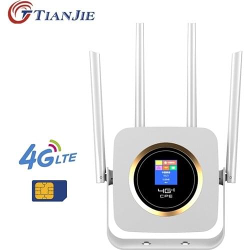 TianJie 4G Lte Router Sim CPE 4G Modem Mobile Hotspot Wireless Wifi Broadband 4 Wifi Antenna with 3000mAh Battery