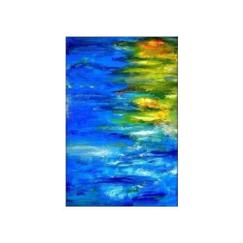 Hand Painted Oil Painting Wall Art Home Decoration Blue Pond-Landscape Oil Paintings for you Bedrooms
