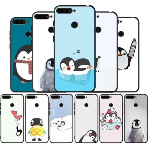 Cute cartoon animal penguin black Silicone Phone Case For honor 30 20 Pro 8 8X 9 10 20 Lite Mate 10 20 30 Lite Pro cover
