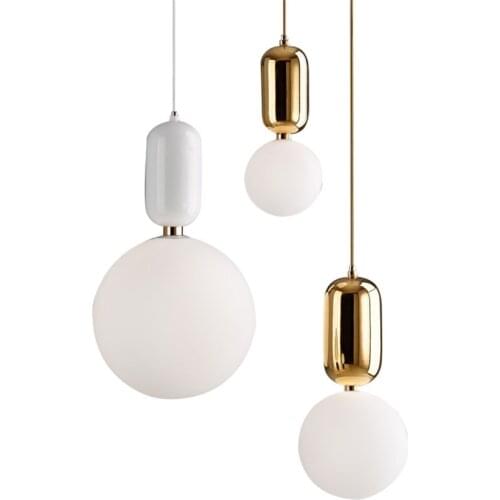 Nordic Modern Ball Pendant Lights Bar Office Restaurant Bedroom Dining Room Bedside Single-headed Glass Hanging Lamps Fixtures