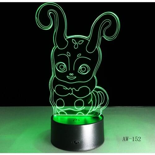 New 3D Design Lamp LED Night Lights with USB Cable Lighting as Indoor Room Decoration 7 Colors Birthday DecoAW-152