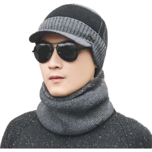 Warm 2 Pieces Set Winter Plus Velvet Hats Scarf For Women Men Thick Cotton Winter Accessories Set Female Male Beanie Scarf Sets