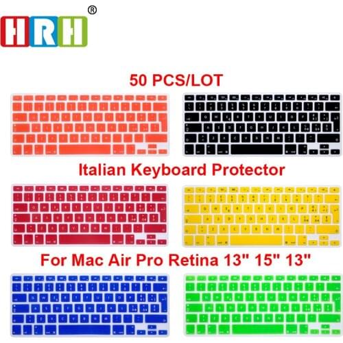 HRH 50PCS Slim Silicone EU/UK Layout Italy Silicone Keyboard Protector Cover Skin For MacBook Air 13 Pro Retina 13 15 17 Italian
