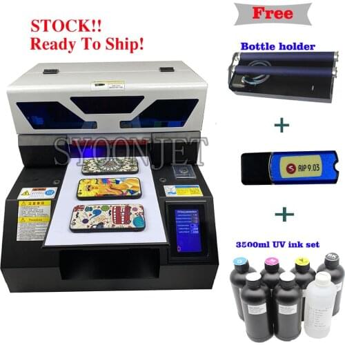 Full automatic A4 UV Printer with Touch screen &White ink circulation system for bottle pen phone case t shirt Acrylic Wood