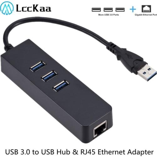 LccKaa USB Fast Ethernet Adapter 3 Ports USB 3.0 HUB USB to Rj45 Lan Network Card for Macbook Mac Desktop wifi dongle adapter