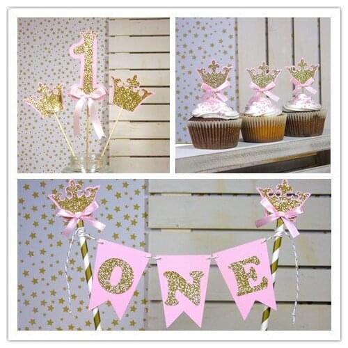 Little Princess Party, Crown Centrepieces, Gold and Pink First Birthday, Pink and Gold, Silver and Pink Birthday, First Birthday