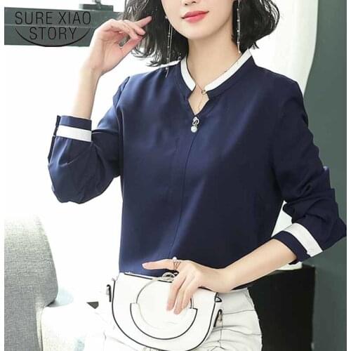 Fashion Women Tops and Blouse 2021 Autumn Long Sleeve Chiffon Blouse Loose Shirt Women Korean Pullover Office Lady Clothes 11067