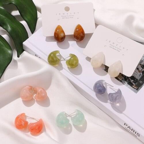 VKME 2021 New Color Cute Colorful Water droplets Acrylic Earrings for Girls Women Children Birthday Gift Lovely Jewelry