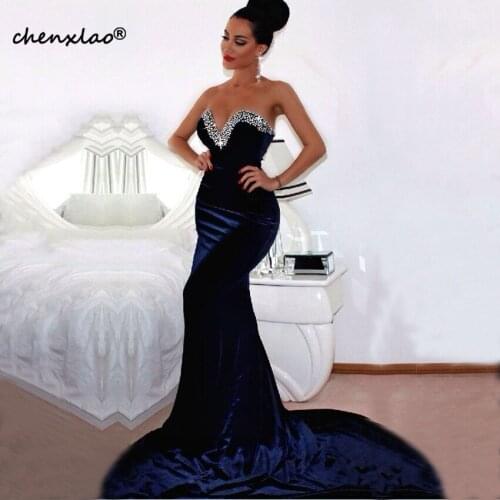 Robe Soiree vestido de baile longo Royal Blue Women Velvet Long Sweetheart Sexy Mermaid Evening Dress Elegant Evening Dress