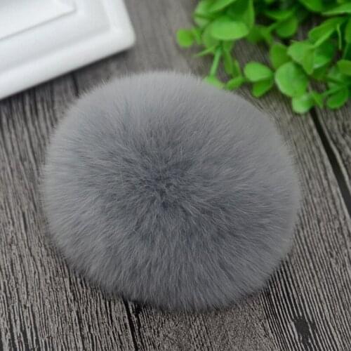 10cm Nature Genuine Rabbit Fur Ball Pom Pom Fluffy DIY Winter Hat Skullies Beanies Knitted Cap Pompoms TWF003-grey