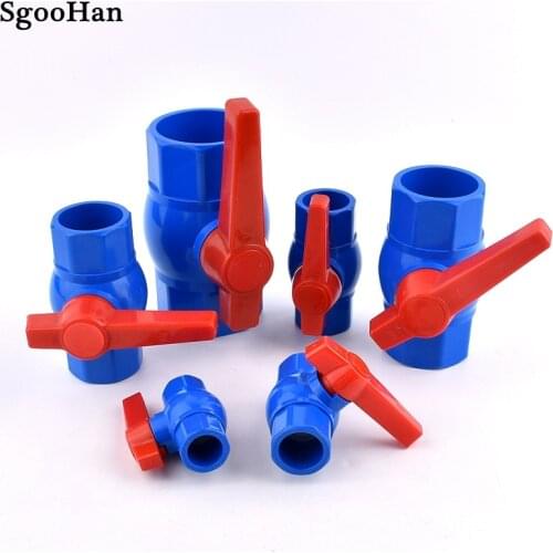 1pc Inner Diameter 20~63mm UPVC Pipe Ball Valves Aquarium Fish Tank Drainage Composite Socket Joint Blue Water Pipe Connector