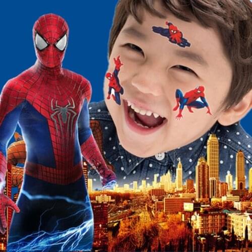 1pcs Marvel Captain Americe Spiderman Children Anime Cartoon Temporary Tattoo Sticker For Boys Cartoon Toys Waterproof Kids Gift