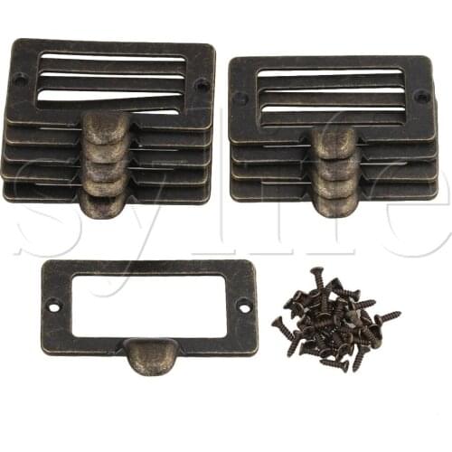 10pcs Vintage Cabinet Drawer Label Pull Handle Label Frame Card Holder 56x46mm