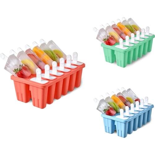 12 Cavities Popsicle Molds-Silicone Ice Popsicle Reusable Popsicle Moulds for Kids,Easy Release Ice Popsicle Maker