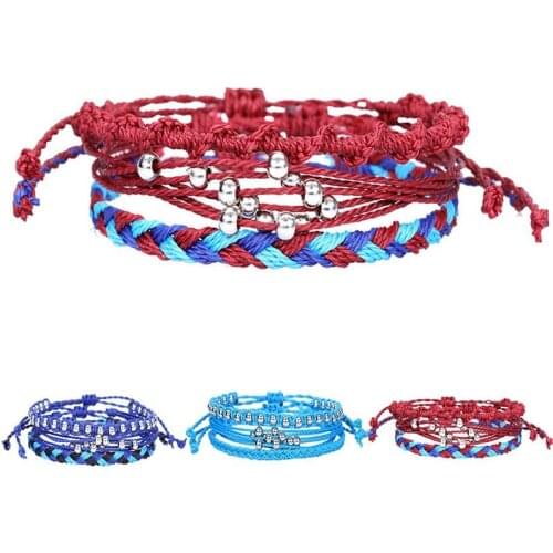 3pcs Geometric Simple Women Braided Rope Bracelet Set Bohemian Bead Wristband String Bracelet for Women Charm Wrist Jewelry