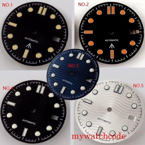 31mm BLIGER Steriel Stainless Steel Watch Dial With Date Window Fit NH35 Auutomatic Movement Wristwatch Parts