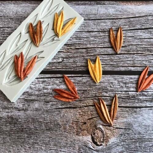 Aouke China Style Bamboo leaf Silicone Decorating Molds Cake Silicone Mold Sugarpaste Candy Chocolate Gumpaste Clay Mould