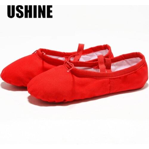 USHINE 22-45 Ballerinas Girls Classic Split-Sole Canvas Dance Gymnastics Kids Yoga Shoes Kids Dance Shoe Women Ballerinas