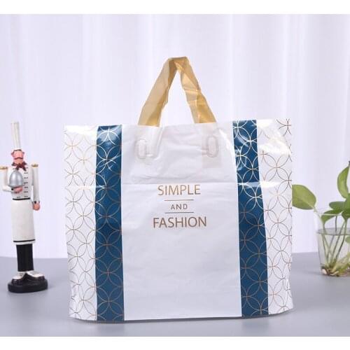 Big Size Fashion Geometric Print Plastic Clothes Blue Gold Handbags 10pcs Wedding Christmas Shopping Packaging Gift Pouches