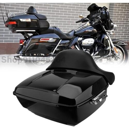 Black Motorcycle Trunk Rack Backrest Pad Mount Rear Case Cushion Luggage For Harley Tour Pak Street Electra Glide 1997-2013