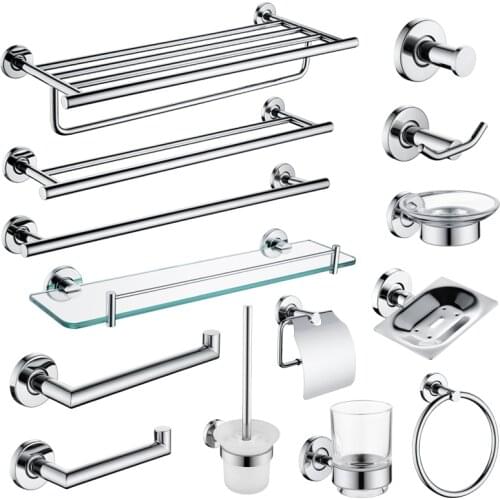 Bathroom Accessories Stainless Steel Polish Towel Shelf Toilet Paper Holder Soap Holder Towel Rack Toothbrush Holder Robe Hook