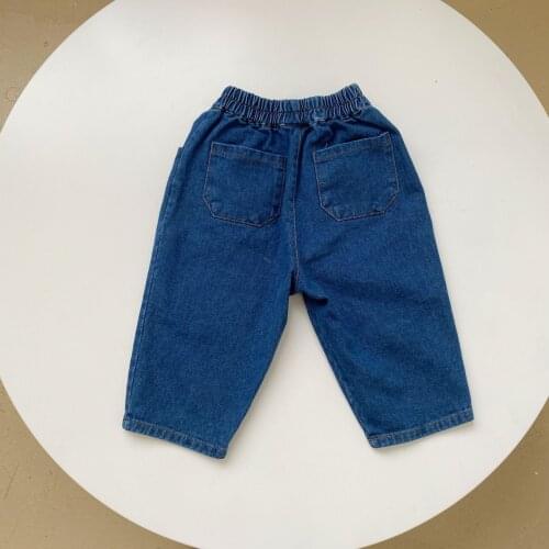 2021 Korea style girls boys denim pants autumn fashion kids long jeans pants 2-7 years