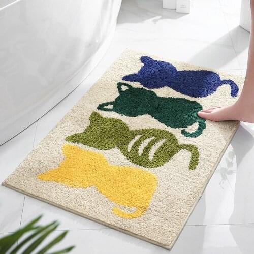 Flocking Bathroom Mat Non-Slip Absorbent Floor Mats Cartoon Thicken Mats For Living Room Bedroom Home Bath Mat Bathroom Products