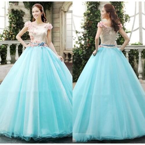 Gothic Quinceanera Dresses Ball Gowns Short Sleeves Cascading Sexy Blue With Lace Pageant Dress