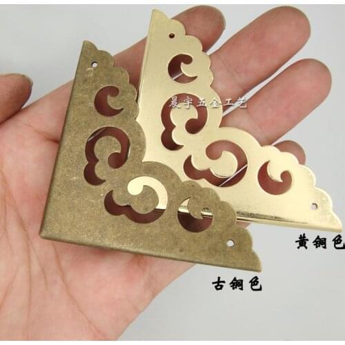 Short side Copper wrap angle Corner Antique Furniture Hardware Copper Fittings Bags Corner Copper gusset Wholesale