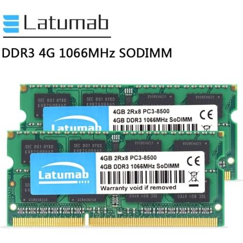 Latumab RAM DDR3 4GB 8GB 16GB 1066mhz Laptop Memory PC3-8500 SODIMM Memory 204Pin 1.5V Notebook Memory Memoria DDR3 RAM Module