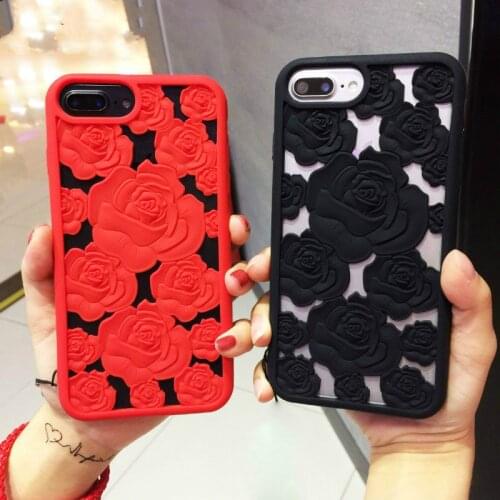Sexy 3D Rose Flowers Hollow-Out Funda Soft Silicone Back Cover Capa Coque Hull for iPhone 12/11 6 7 8 Plus XS Max XR Women Case