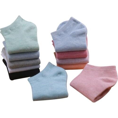 6 Pairs Women Socks Candy Sweet Color Casual Non-slip Ankle Socks Summer Female Shallow Mouth Stretchy Cotton Sock Girls Hosiery