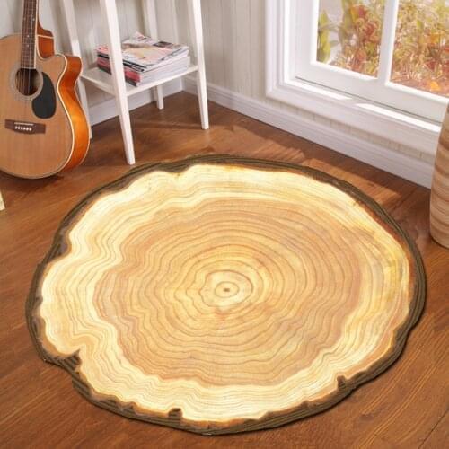 Charming Geometric Abstract Bath Mat Round Imitation Wood Grain Pattern Bathroom Carpet Soft Anti-Slip Rug Home Supplies