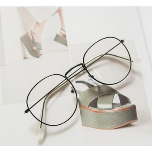 Retro Designer Metal Zero Diopter Eyewear Upscale Round Glasses Frame Optical Plain Myopia Frame Mirror Unisex Eyeglasses