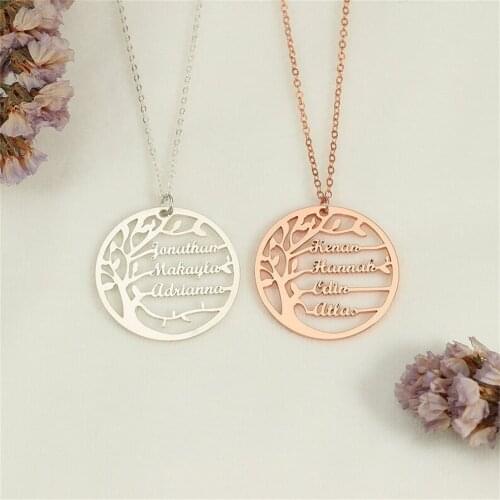 Noelia Custom Name Necklace Custom Tree of Life Pendant Necklace Stainless Steel Name Necklace For Christmas Jewelry Gifts