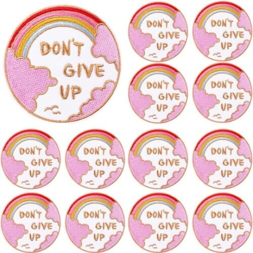 Prajna 10PCS Iron On Round Patches For Clothes Round Letter Badge Embroiderd Patches For Clothing DIY Wholesale Cartoon Patch