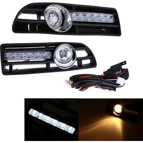 Car GRILLE FOG Light Fit FOR VW JETTA BORA MK4 99-04 LED DRL (white)