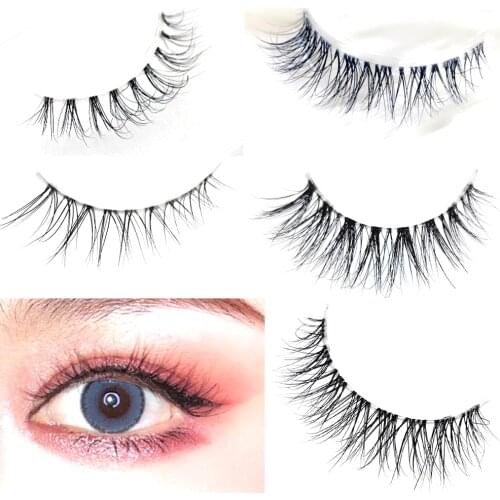 NEW 1pairs handmade false eyelashes Natural eyelashes false eyelashes Thick cross nude makeup Transparent soft stem eyelash