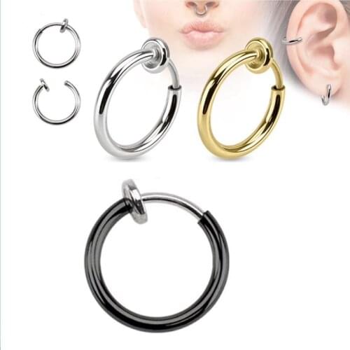 Sale 2pcs Invisible No Ear Hole Earrings Clip Nose Ring Belly Button Ring For Punk Wind Jewelry Accessories