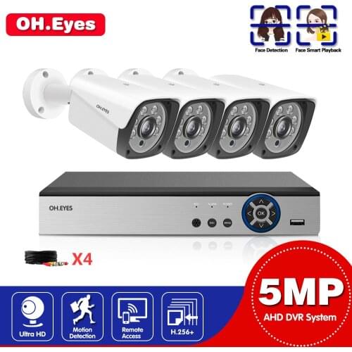 4CH DVR CCTV System 4PCS Cameras 1080P 5MP Video Surveillance Set 4CH 5 in 1 DVR Infrared AHD CCTV Camera Security System Kit