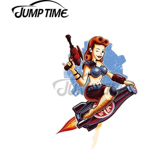 Jump Time 13 x 12cm For Atom Bomb Baby Pinup Car Stickers Bumper Anime Surfboard Decal Windshield Motorcycle Bumper Decoration