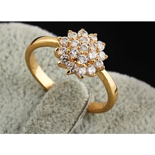 Upscale 18K Gold Full Stars Big Cubic Zirconia Charms Womens Engagement Wedding Rings Brand Jewelry Bridal Ring A980