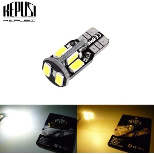 W5W 147 Car LED Bulbs T10 5630 10 SMD Trunk Reading Clearance Lamp Canbus Error Free Interior Lights 12V White Warm white