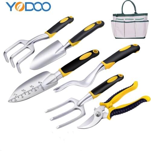 YODOO Durable Portable Alloy Mini Shovel Spade Rake Spade Bonsai Garden Tools Set PVC Handle Metal Head For Flowers Potted Plant